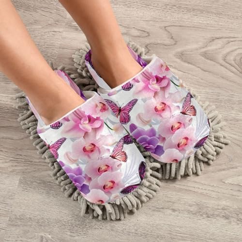 Bulletgxll Pink Butterflies Cleaning Slippers Mop Pad Replacement