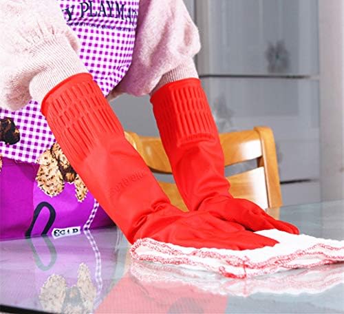 YSLON Rubber Cleaning Gloves 2-Packs with Cloth Waterproof Reusable Large