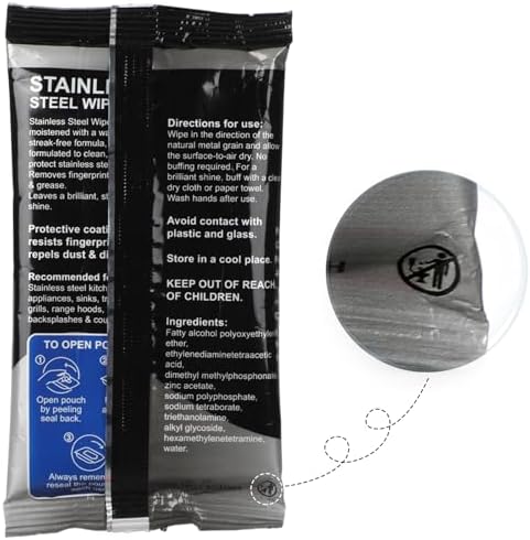 Heigble 6 Pack Stainless Steel Cleaner Wipes