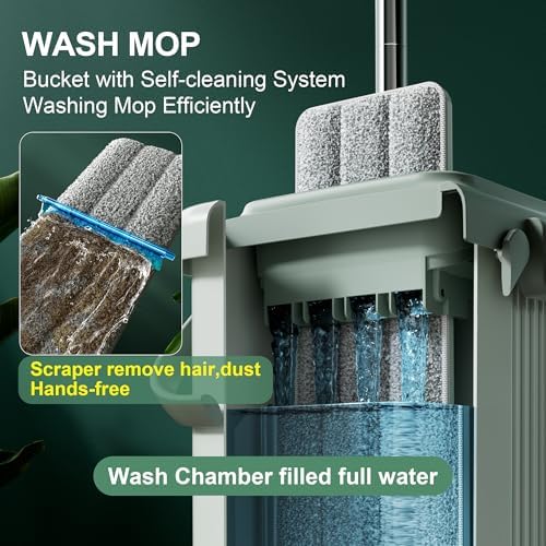 JOYMOOP Mop and Bucket Set with 5 Microfiber Pads