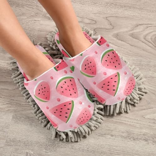 Bulletgxll Pink Watermelon Microfiber Cleaning Slippers - L