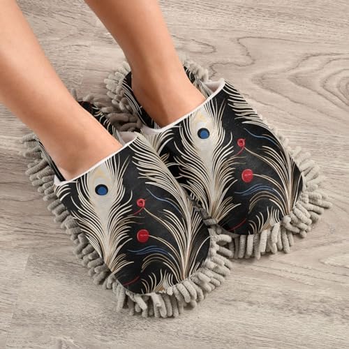 Bulletgxll Fancy Feathers Mopping Slippers for Men and Women