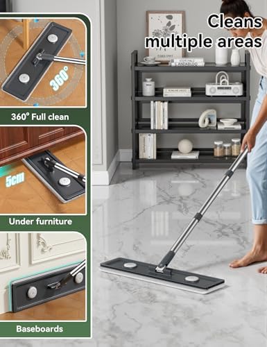 CTIME Flat Mop and Bucket Set with 6 Pads