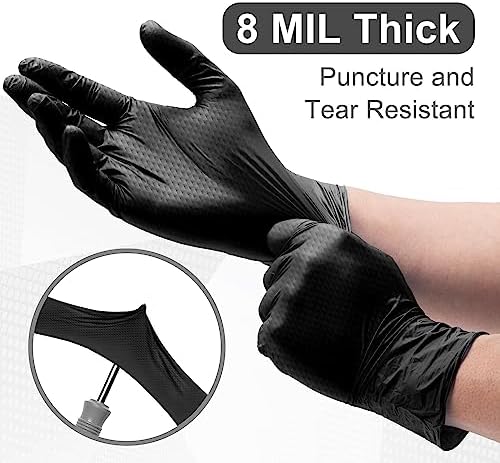 WECARE 8 Mil Nitrile Gloves - Diamond Grip Powder Latex Free