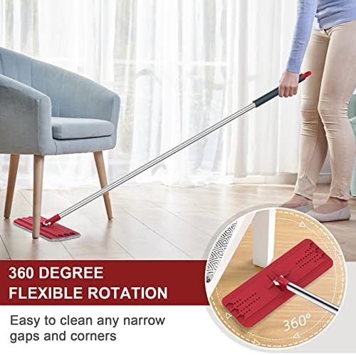 BOSHENG Hands-Free Mop and Bucket Set with 3 Washable Pads
