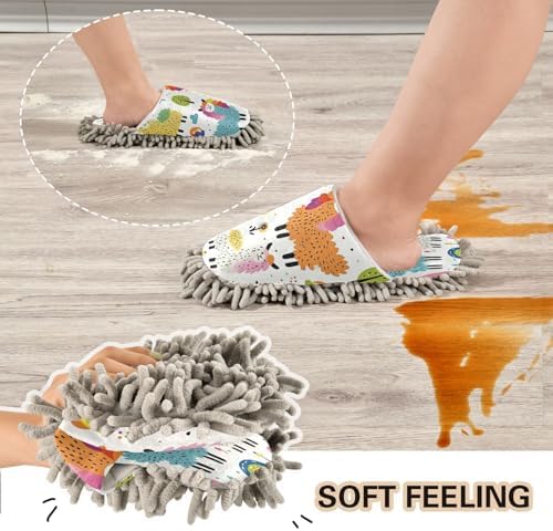 Bulletgxll Rainbows and Llama Mop Slippers Washable