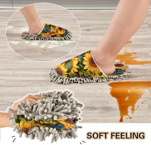 Bulletgxll Sunflowers with Butterflies Cleaning Slippers