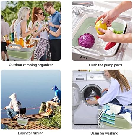 Ikaufen 2PCS Collapsible Dishpan with Handles and Plug
