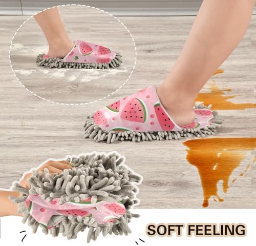 Bulletgxll Pink Watermelon Microfiber Cleaning Slippers - L