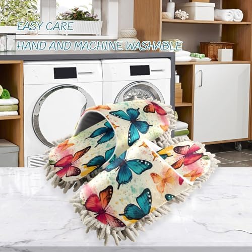 Bulletgxll Colored Butterflies Mopping Slippers Washable