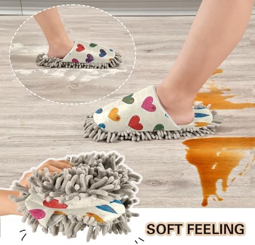 Bulletgxll Colored Hearts Mopping Slippers - L