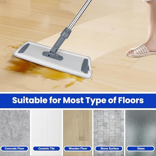 Silkyhose Microfiber Floor Mop - 4 Reusable Pads Wet Dry 18 Inches Stainless Steel Handle