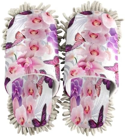 Bulletgxll Pink Butterflies Cleaning Slippers Mop Pad Replacement