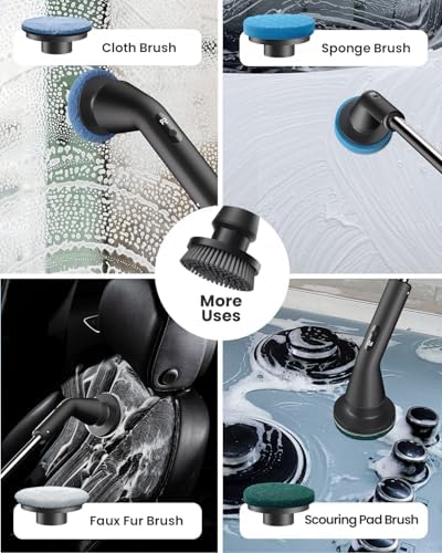 Topmako Electric Spin Scrubber Cordless Cleaning Tool with 7 Brush Heads and 2 Speed Settings