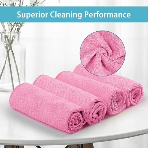 HOMEXCEL 50 Pack Pink Microfiber Cleaning Cloths
