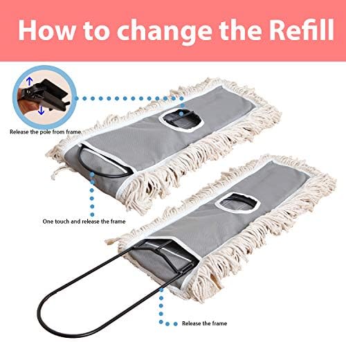 2 Pack Universal Cotton Dust Mop Refills for All Brands
