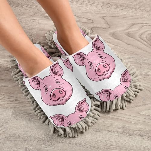 Bulletgxll Pink Pig Mopping Slippers - Washable and Comfortable