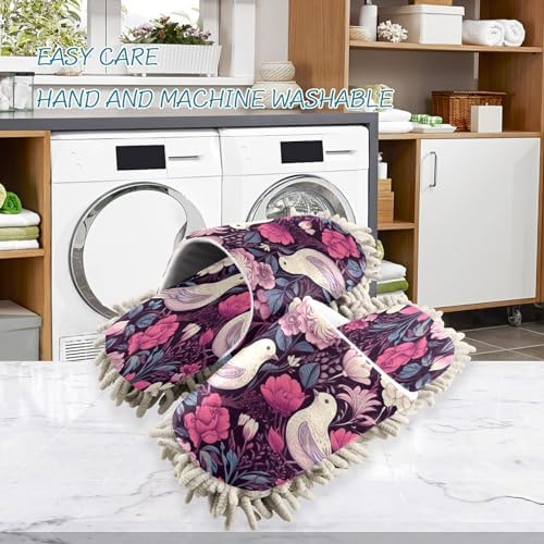 Bulletgxll Colorful Floral and Birds Mopping Slippers - L