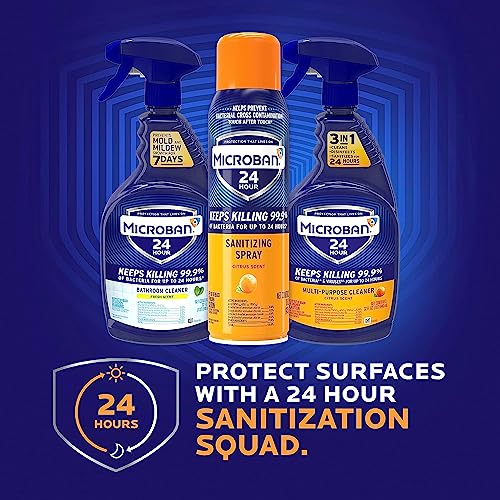 Microban Disinfectant Spray 24 Hour Protection Citrus Scent 2 Count 15oz Each