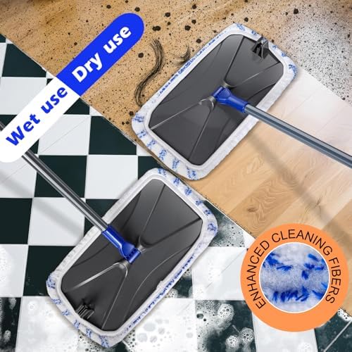 MASTERTOP Microfiber Dust Mop with 5 Reusable Pads and Telescopic Handle