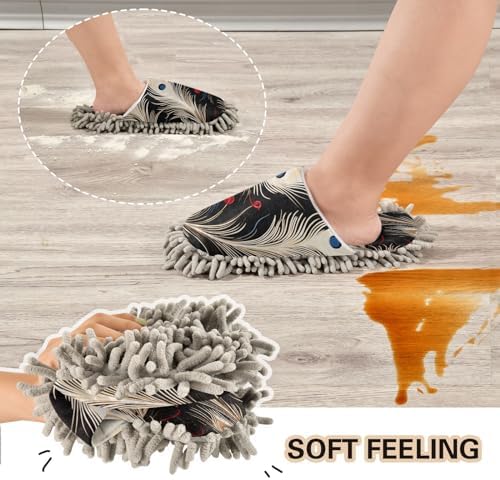 Bulletgxll Fancy Feathers Mopping Slippers for Men and Women