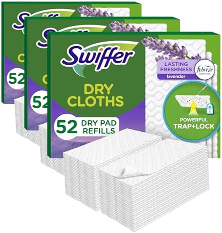 Swiffer Dust Mop Dry Pads Refill Lavender Scent 52ct Pack of 3
