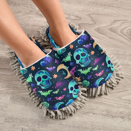 Halloween Bat Skeleton Cleaning Slippers