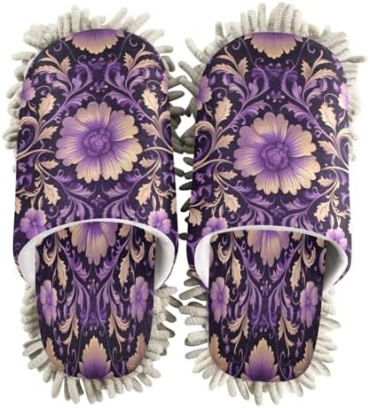 Bulletgxll Antique Floral Mop Slippers for Cleaning