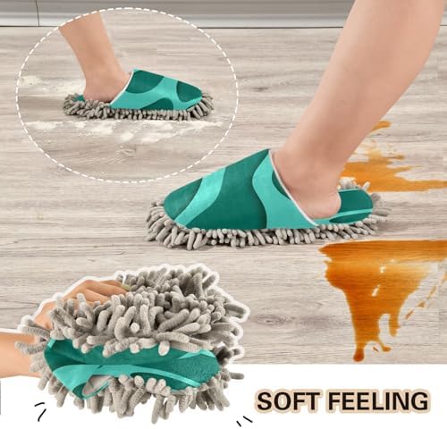 Bulletgxll Green Texture Microfiber Cleaning Slippers 1