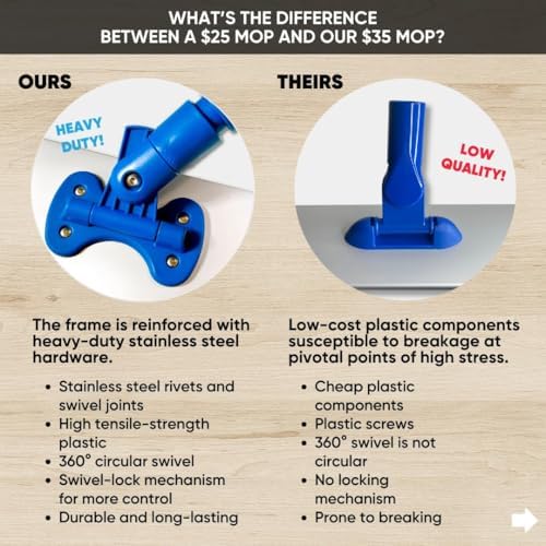 18 Inch Professional Hardwood Floor Mop - Dry Wet Mop for Wood Laminate Tile Vinyl