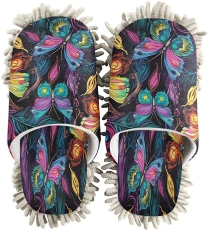 Bulletgxll Colorful Butterflies Cleaning Slippers