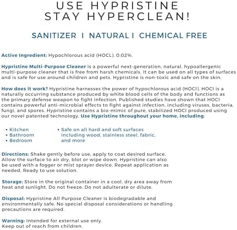 HYPRISTINE Hypochlorous Acid Spray - All-Purpose Cleaner Non-Toxic Food Safe