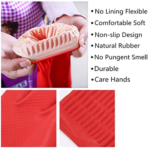 YSLON Rubber Cleaning Gloves 2-Packs with Cloth Waterproof Reusable Large