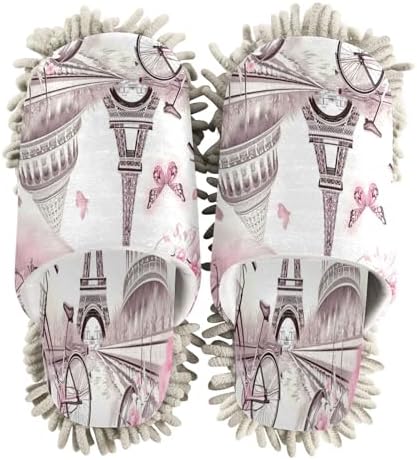 Bulletgxll Pink Tower Microfiber Mopping Slippers - M