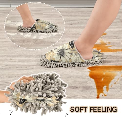 Bulletgxll Butterfly Daisy Mop Slippers - M