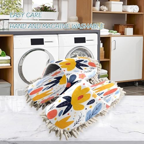 Floral Pattern Microfiber Mopping Slippers - Washable and Comfortable