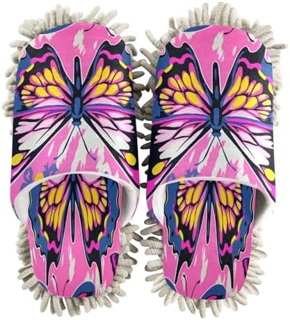 Colorful Butterflies Microfiber Cleaning Slippers for Home Use