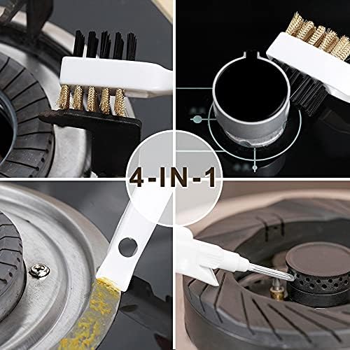 Kitchen Cleaning Scrub Brush with Brass Wire and Nylon Bristles Cooktop Scraper and Stainless Steel Nail