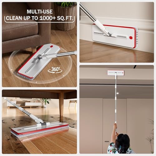 HoMettler 3-Tank Mop and Bucket Set with 6 Microfiber Pads