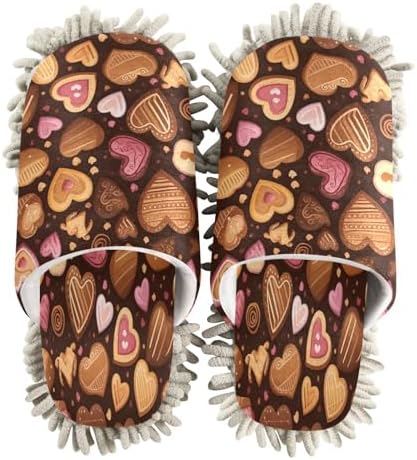 Hearts and Biscuits Mopping Slippers for Daily Cleaning