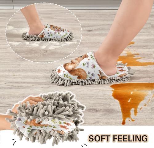 Zhirexin Cute Squirrel Mop Slippers for Men Women