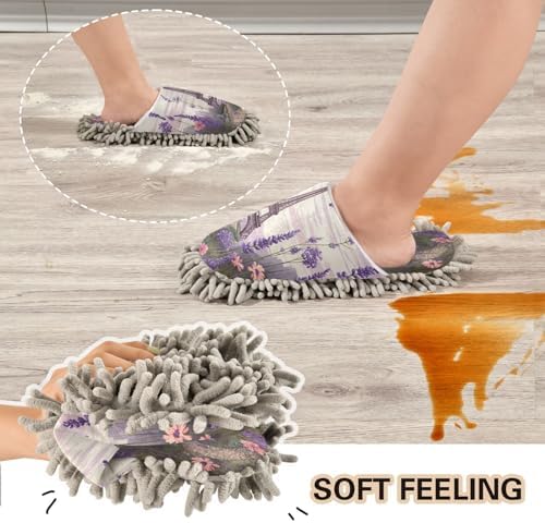 Bulletgxll Lavender Mop Slippers - Washable and Comfortable