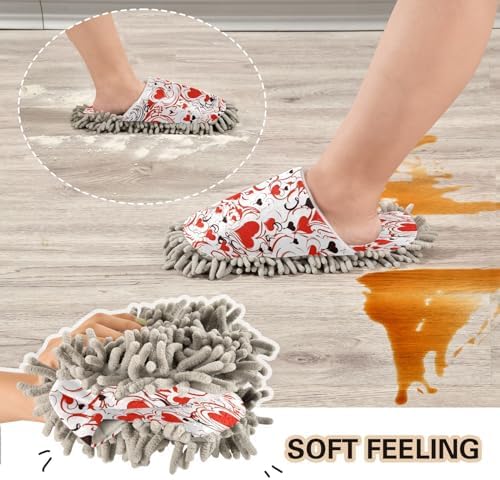 Bulletgxll Love and Red Hearts Cleaning Slippers