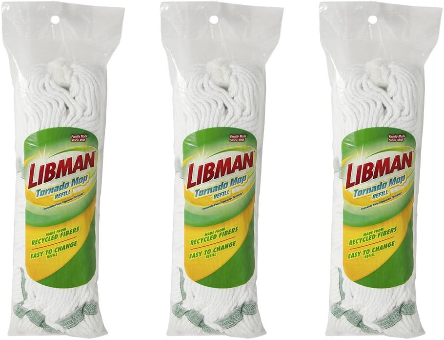 Libman Tornado Spin Mop System with 1 Refill Head and 3 Cotton Mop Refills