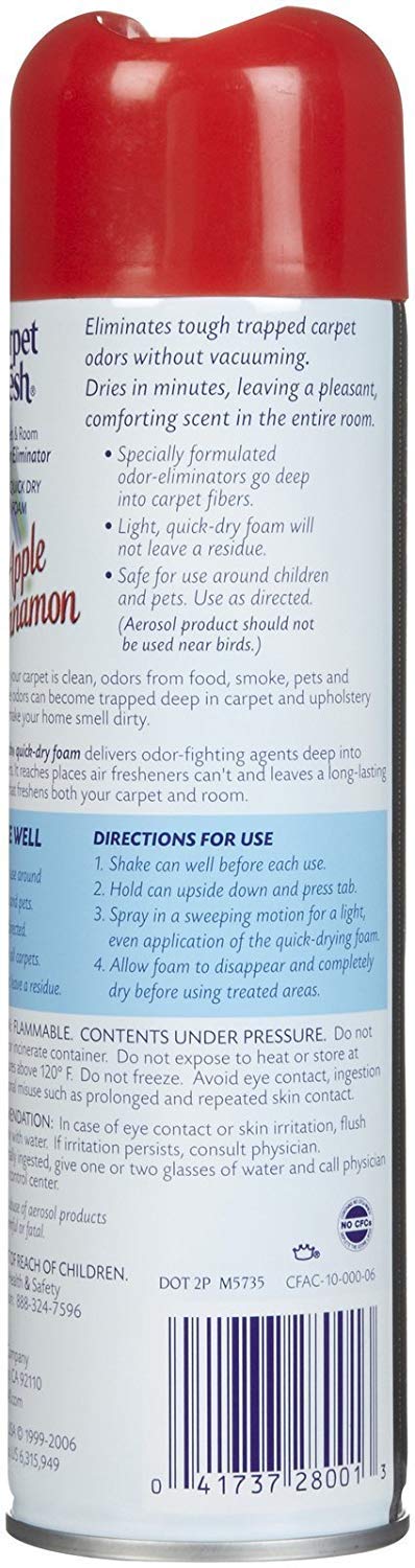Carpet Fresh No-Vacuum Cleaner Aerosol Apple Cinnamon 105 Ounce Pack of 2 1