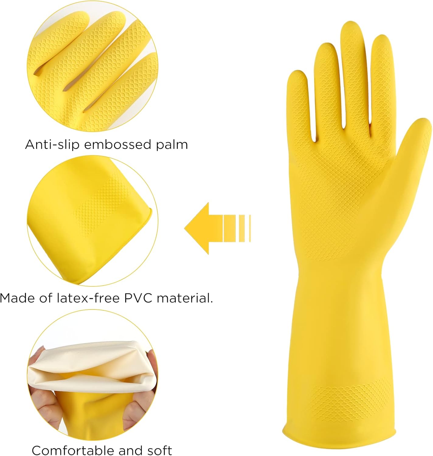 IUCGE Reusable Rubber Gloves 2 or 4 Pairs for Kitchen Cleaning 1