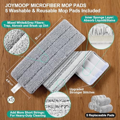 JOYMOOP Mop and Bucket Set with 5 Microfiber Pads