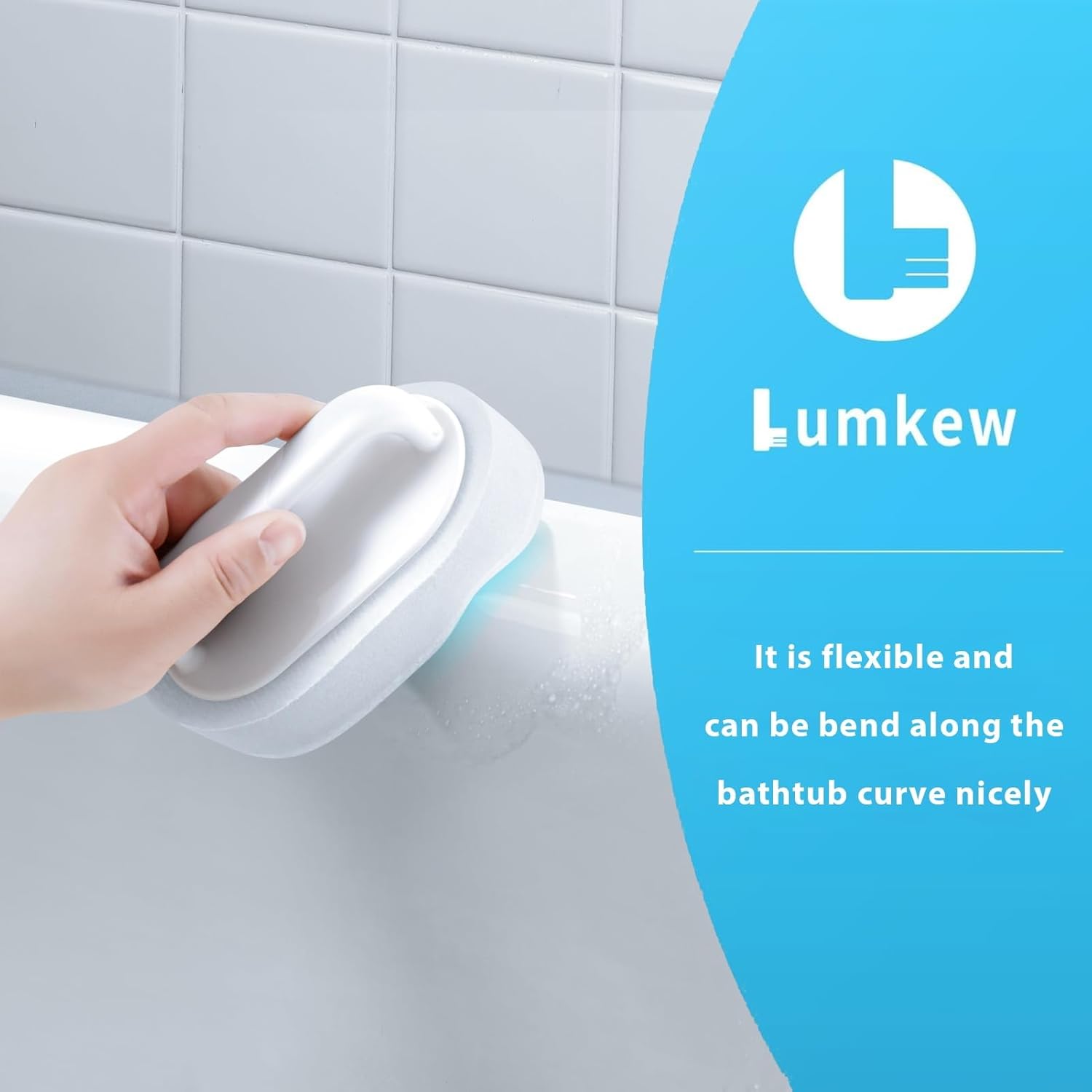 Lumkew Bath Tub Scrubber Non Scratch Cleaning Sponge 2 PCS Heavy Duty Scrub Tool