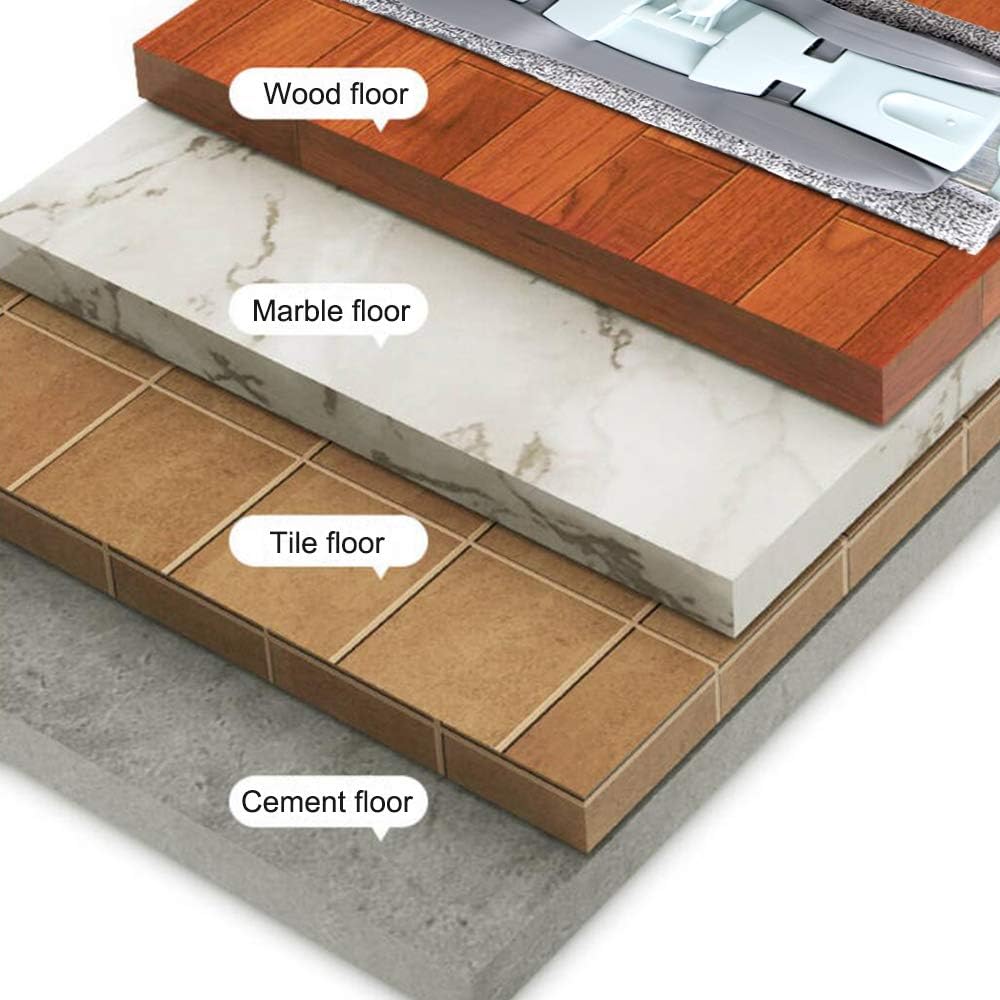 YOUSHANGJIA Microfiber Floor Mop - 15 Inch with 4 Washable Pads and Adjustable Handle