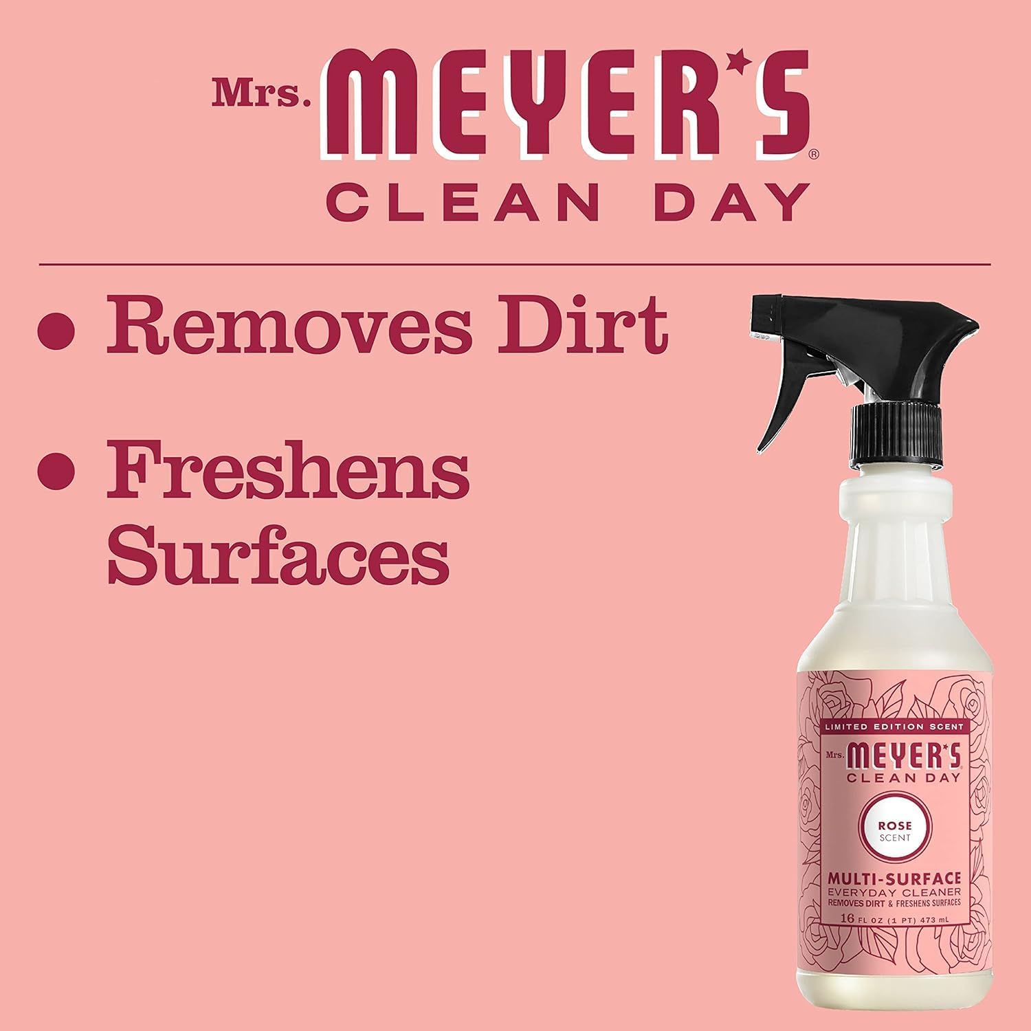 Mrs Meyers Clean Day All-Purpose Cleaner Spray Rose 16 fl oz Pack of 3